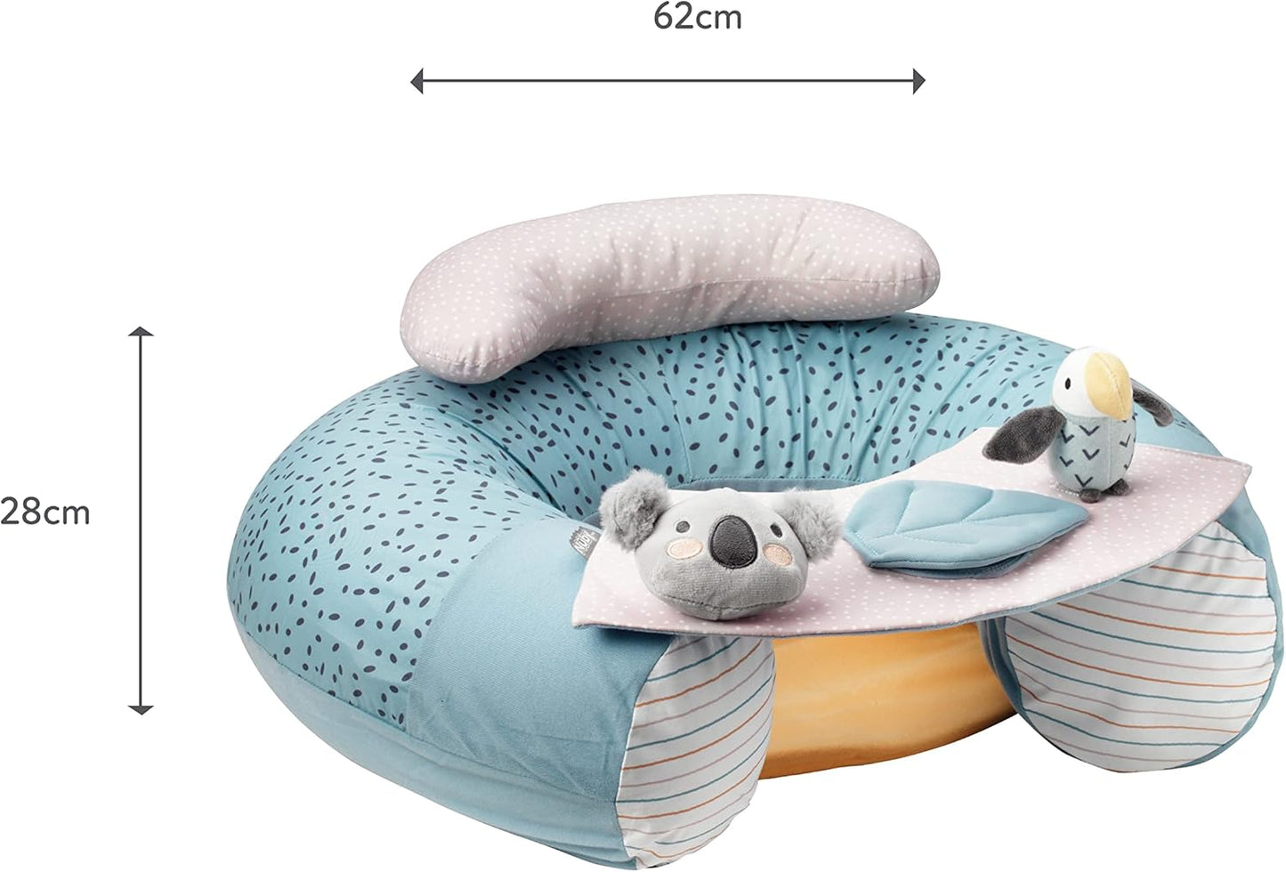 Nuby Animal Adventures Sit-Me-Up Baby Seat – Inflatable Sit & Play Floor Detachable Tray Machine Washable Suitable from 6 Months Plus, Multicolour, One Size