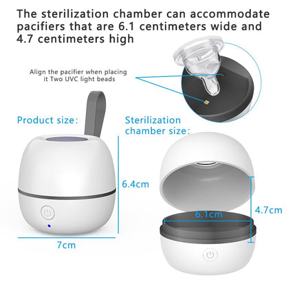 Portable UV Dummy Steriliser, No Water, Cooling or Drying Required. Kills 99.9% of Germs,Rechargeable Battery