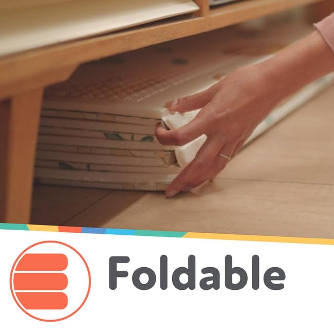 Nuby Reversible Baby Floor Mat, 77" x 58" - Foldable and Lightweight Baby Play Mat for Floor - Easy Storage and Travel - Safari