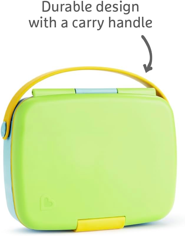 Munchkin Bento Lunch Box for Babies and Toddlers|Lunchbox with Divided Sections| Baby and Childrens 5 Compartment and Cutlery Food Container for Childcare and School | Yellow