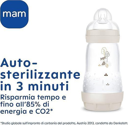 Mam Easy Start Anti-Colic Baby Bottle, 8 Bottles in 130 ml, 160 ml and 260 ml Sizes, 1 Start Nano, 4 Sealant Discs, 1 Extra Soft Grip Spout, Assorted Colour, 7-30 g
