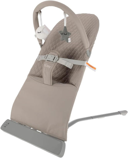 Nuby Musical Moves Baby Bouncer – 2 Reclining Positions | Music & Vibration | Toy Bar | Machine Washable Cover | Suitable from Birth up to 9kg