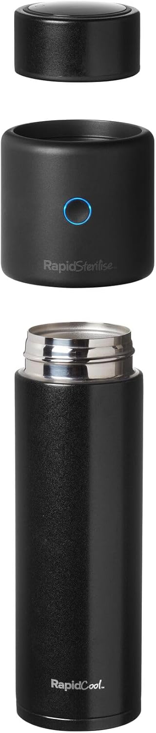 Nuby RapidSterilise Portable UV Steriliser, Made for RapidCool - 70 Uses per Charge | Auto Shut-Off | Kills 99.9% of Bacteria (Black)