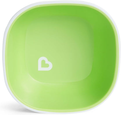 Munchkin 4 Piece Toddler Divided Plate & Bowl Dining Set - Baby Weaning Dishes for 6+ Months, BPA Free - Blue/Green