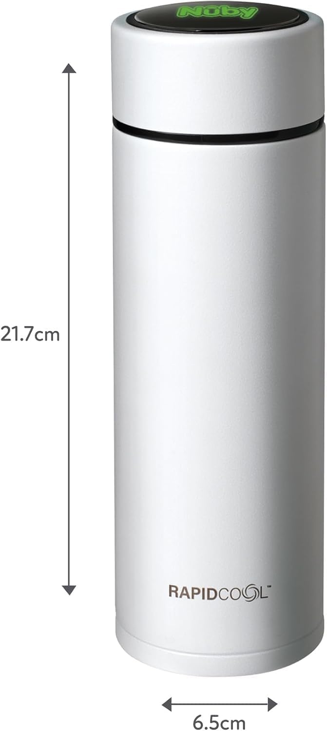 Nuby RapidCool Portable Baby Bottle Making Kit - Prepare A Perfect Formula Feed in 2 Minutes | Includes: 2 Rapid Cool's with 2 Digital Thermometer Lids, 2 Powder Dispensers & Flask