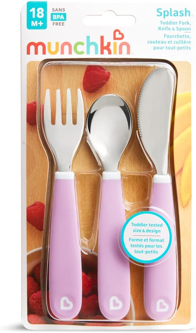 Munchkin Splash Toddler Cutlery Set (Fork, Knife & Spoon), Blue