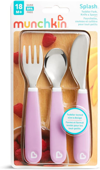 Munchkin Splash Toddler Cutlery Set (Fork, Knife & Spoon), Blue