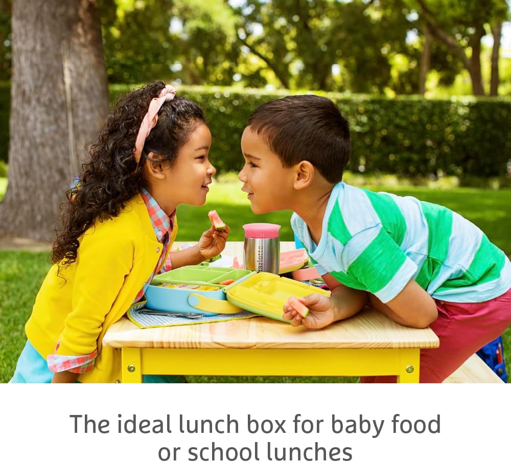 Munchkin Bento Lunch Box for Babies and Toddlers|Lunchbox with Divided Sections| Baby and Childrens 5 Compartment and Cutlery Food Container for Childcare and School | Yellow