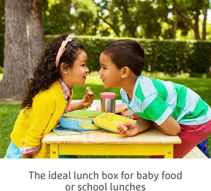 Munchkin Bento Lunch Box for Babies and Toddlers|Lunchbox with Divided Sections| Baby and Childrens 5 Compartment and Cutlery Food Container for Childcare and School | Yellow