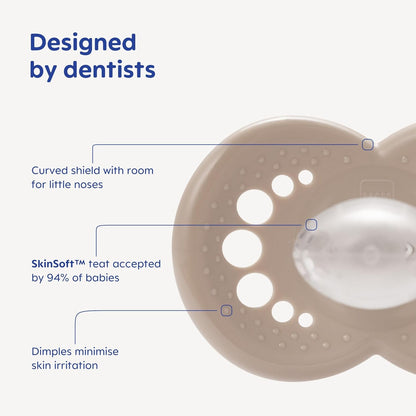 MAM Original Soothers | 18-36 Months | Pack of 2 | Comes in Dummy Steriliser Box | Sustainable Materials | Baby Accessories | Cream (Various Designs)