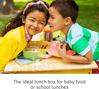 Munchkin Bento Lunch Box for Babies and Toddlers|Lunchbox with Divided Sections| Baby and Childrens 5 Compartment and Cutlery Food Container for Childcare and School | Yellow