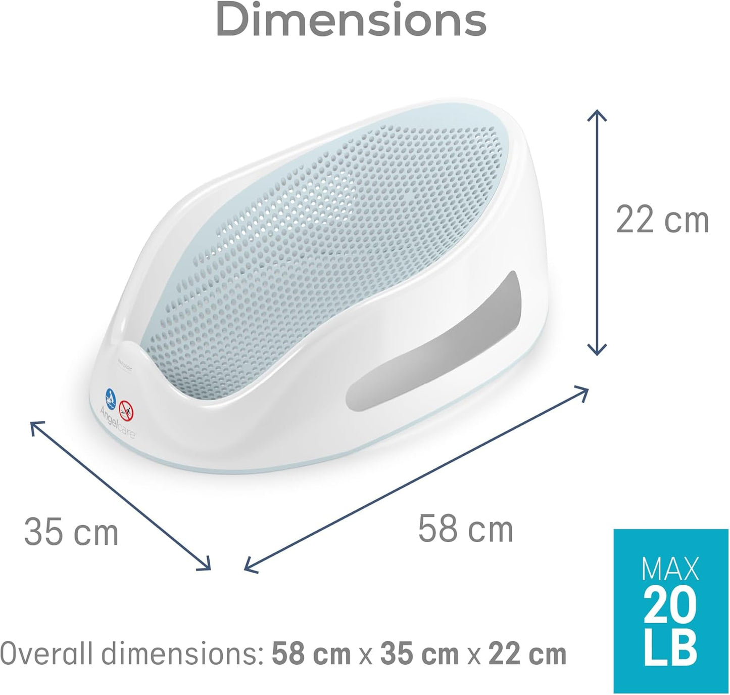Angelcare - Baby Bath Support - Soft Touch Support - Water Level Indicator - Ideal for Babies Less Than 6 Months Old - Aqua