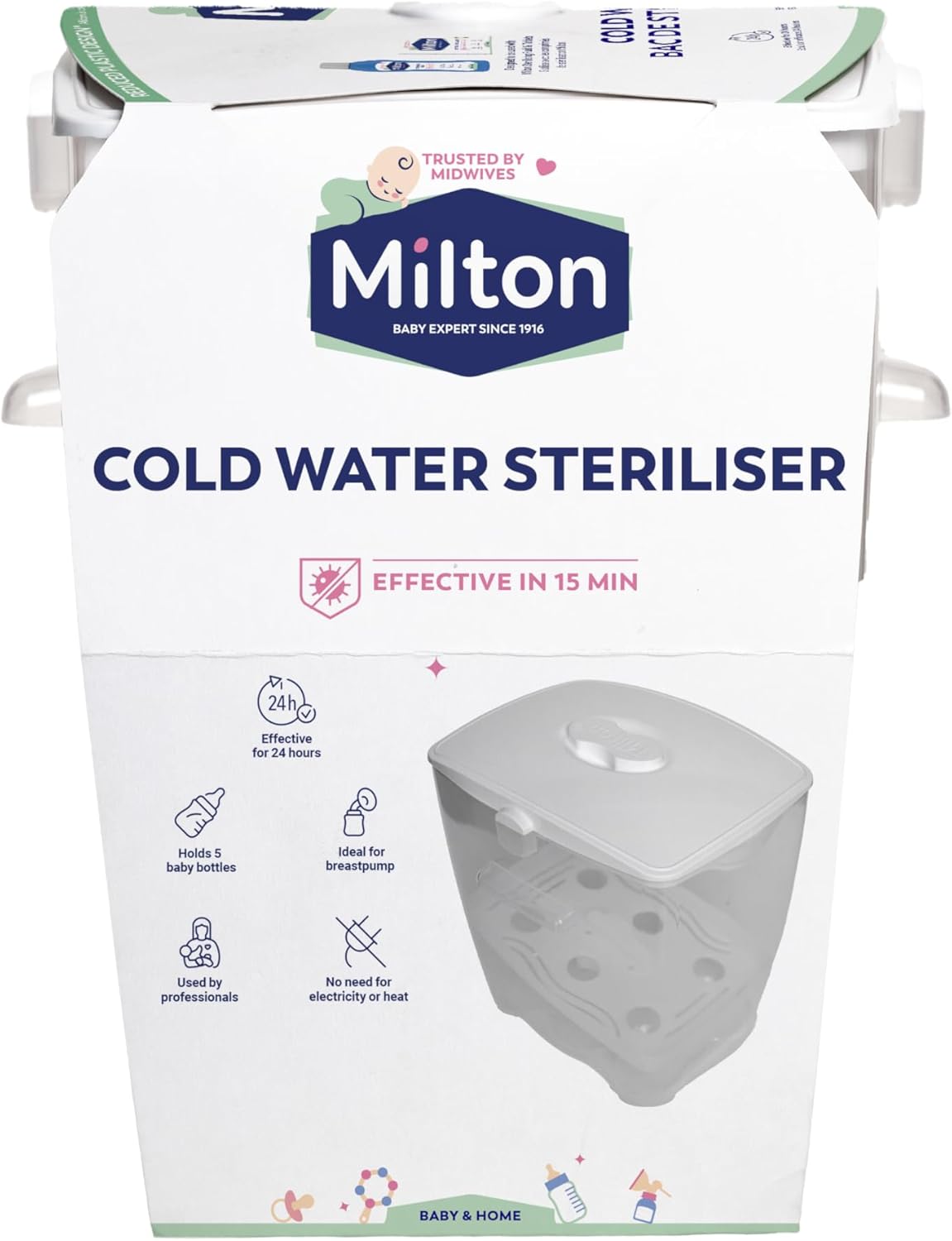 Milton Cold Water Steriliser (White), Packaging may vary