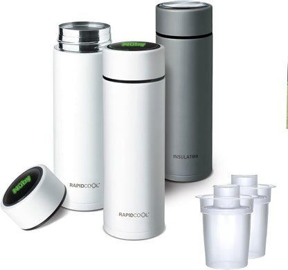 Nuby RapidCool Portable Baby Bottle Making Kit - Prepare A Perfect Formula Feed in 2 Minutes | Includes: 2 Rapid Cool's with 2 Digital Thermometer Lids, 2 Powder Dispensers & Flask