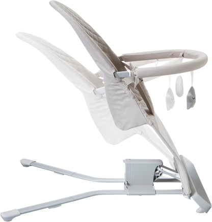 Nuby Musical Moves Baby Bouncer – 2 Reclining Positions | Music & Vibration | Toy Bar | Machine Washable Cover | Suitable from Birth up to 9kg