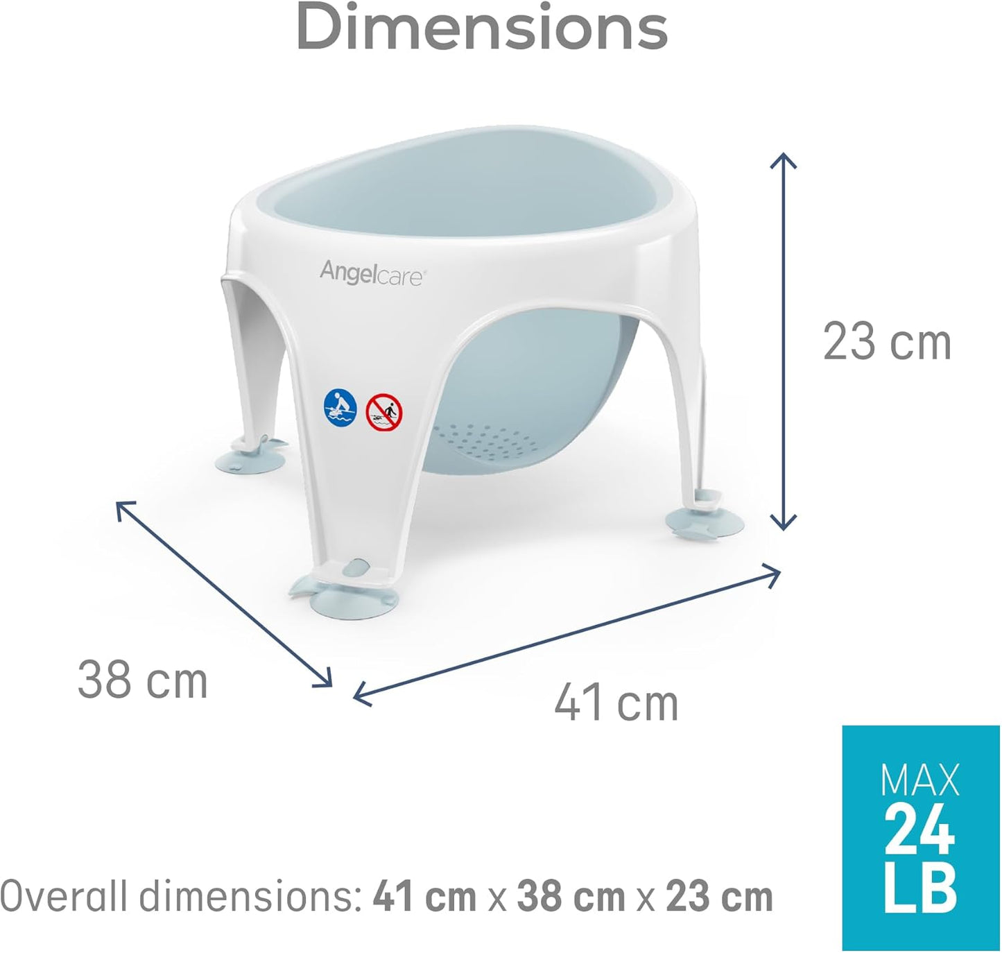 Angelcare - Baby Bath Seat - Soft Touch Support - Water Level Indicator - Fixation by Suction Cups - Grey