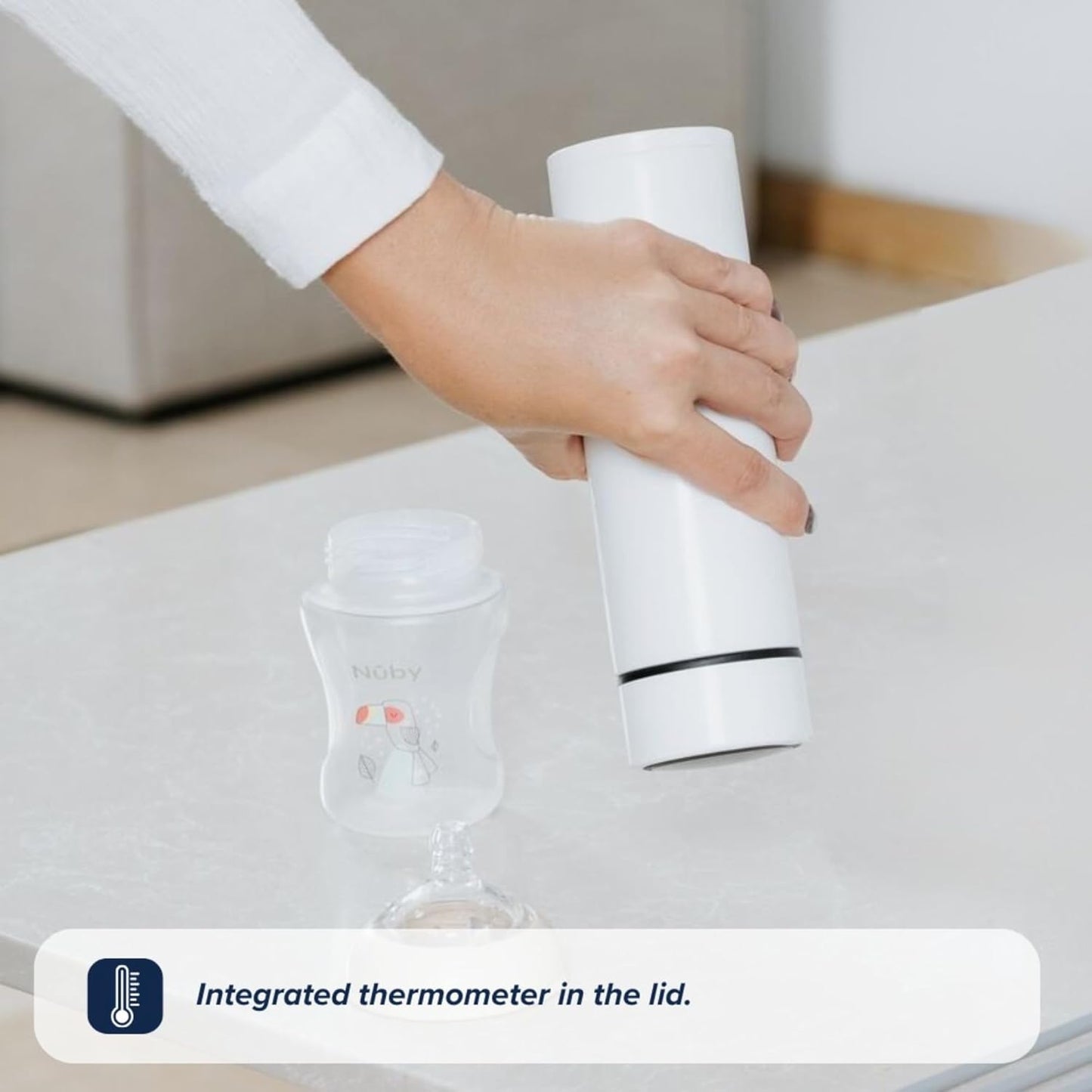 Nuby RapidCool Portable Baby Bottle Making Kit - Prepare A Perfect Formula Feed in 2 Minutes | Includes: 2 Rapid Cool's with 2 Digital Thermometer Lids, 2 Powder Dispensers & Flask