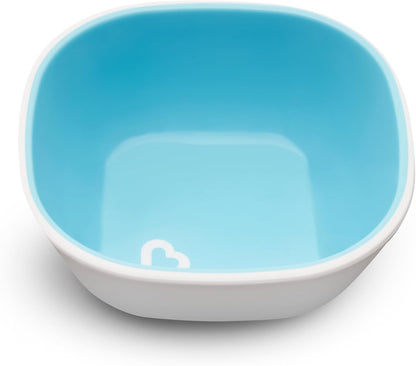 Munchkin 4 Piece Toddler Divided Plate & Bowl Dining Set - Baby Weaning Dishes for 6+ Months, BPA Free - Blue/Green