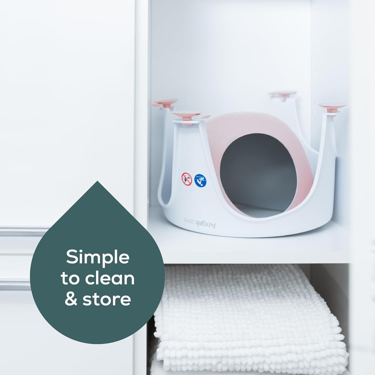 Angelcare - Baby Bath Seat - Soft Touch Support - Water Level Indicator - Fixation by Suction Cups - Grey