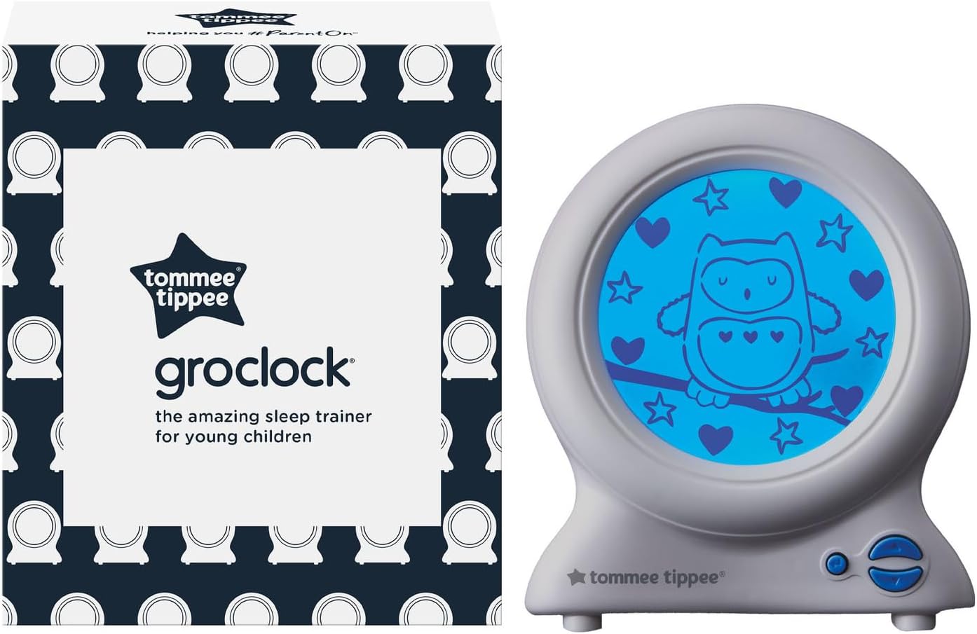 Tommee Tippee Groclock Sleep Trainer Clock, Alarm Clock and Nightlight for Young Children, USB-Powered