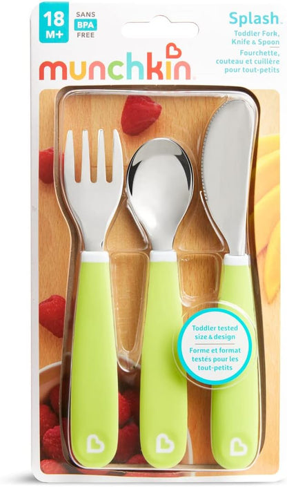 Munchkin Splash Toddler Cutlery Set (Fork, Knife & Spoon), Blue