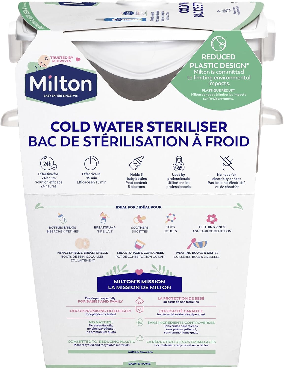 Milton Cold Water Steriliser (White), Packaging may vary