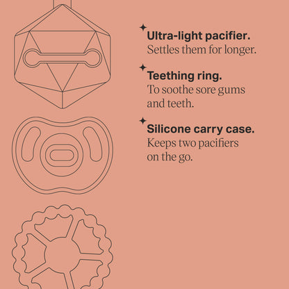 Tommee Tippee Silicone Comfort Gift Set, Ultra-light Pacifier 0-6m, Carry Case Hold 2 Pacifiers, Teething Ring 3m+