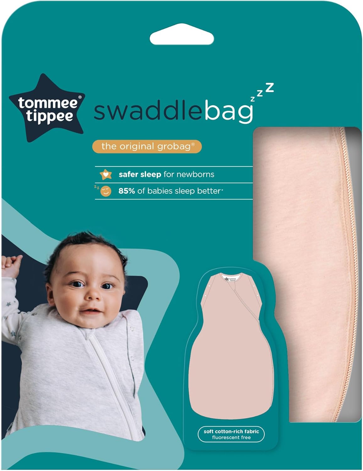 Tommee Tippee Baby Sleep Bag for Newborns, The Original Grobag Swaddle Bag, Hip-Healthy Design, Soft Cotton-Rich Fabric, 3-6 m, 1.0 TOG, Woodland Gro Friends