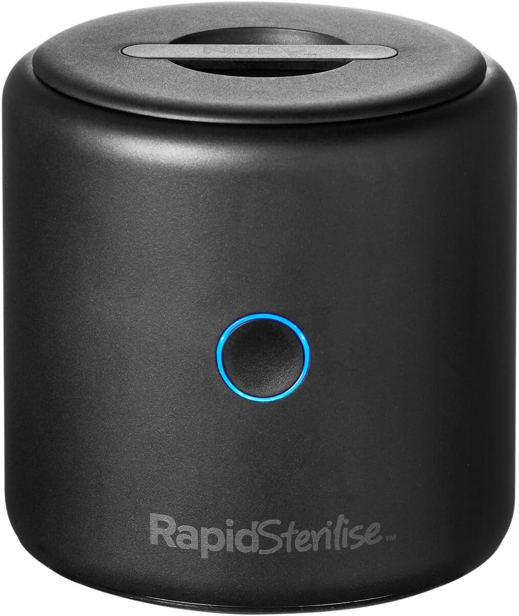 Nuby RapidSterilise Portable UV Steriliser, Made for RapidCool - 70 Uses per Charge | Auto Shut-Off | Kills 99.9% of Bacteria (Black)