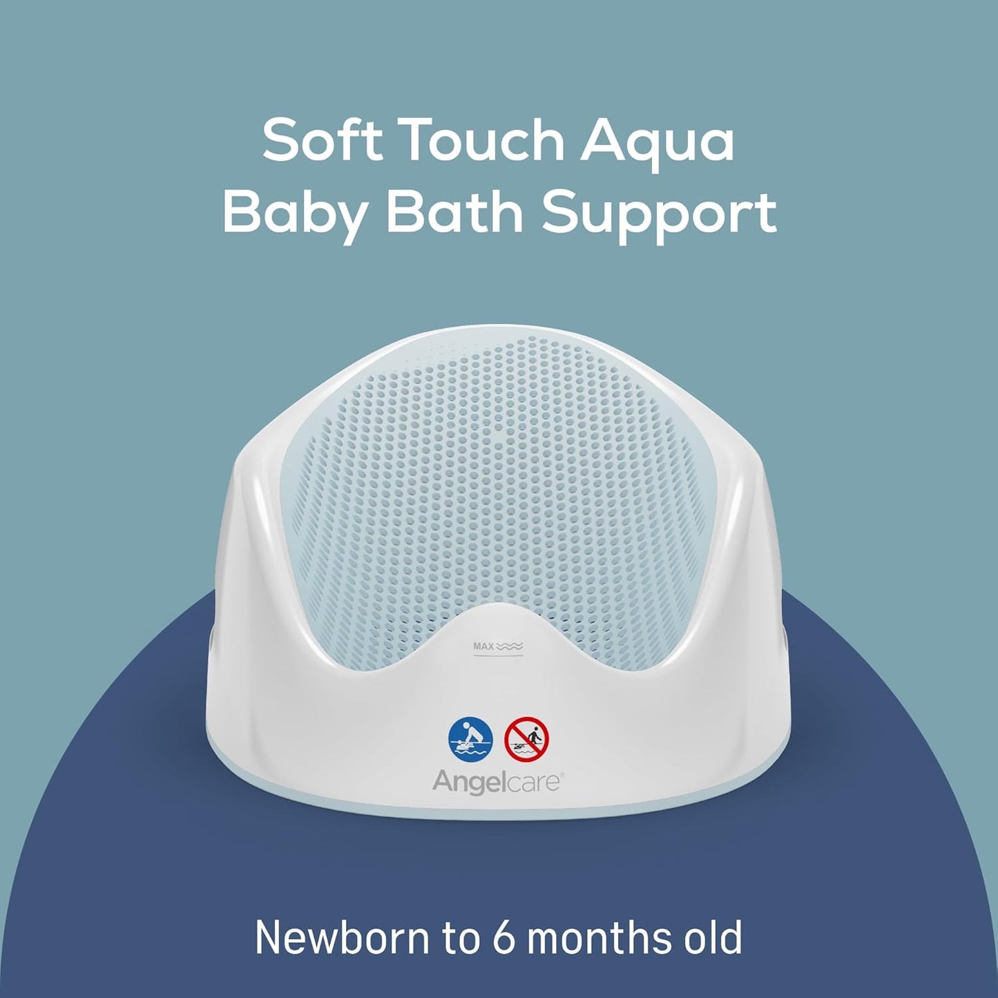 Angelcare - Baby Bath Support - Soft Touch Support - Water Level Indicator - Ideal for Babies Less Than 6 Months Old - Aqua