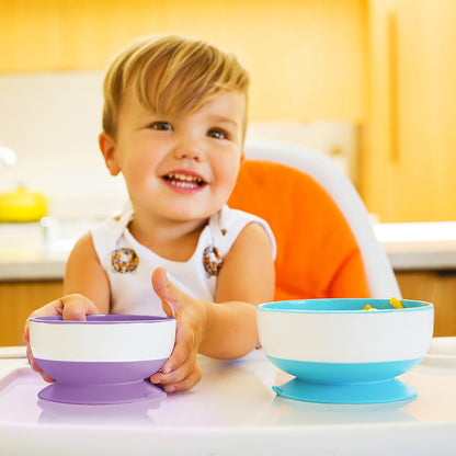 Munchkin Stay Put Baby Suction Bowl Set| Baby Bowls for Weaning| Baby Feeding Suction Dish Pack| for Babies & Toddlers 6 Months+|BPA Free Weaning Set for Babies| Microwave/Dishwasher Safe | 3 Pack