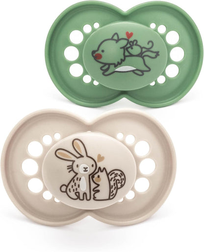 MAM Original Soothers | 18-36 Months | Pack of 2 | Comes in Dummy Steriliser Box | Sustainable Materials | Baby Accessories | Cream (Various Designs)