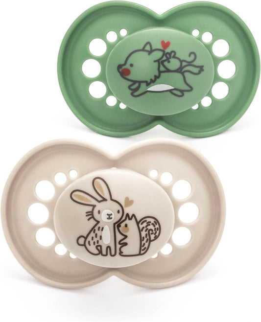 MAM Original Soothers | 18-36 Months | Pack of 2 | Comes in Dummy Steriliser Box | Sustainable Materials | Baby Accessories | Cream (Various Designs)