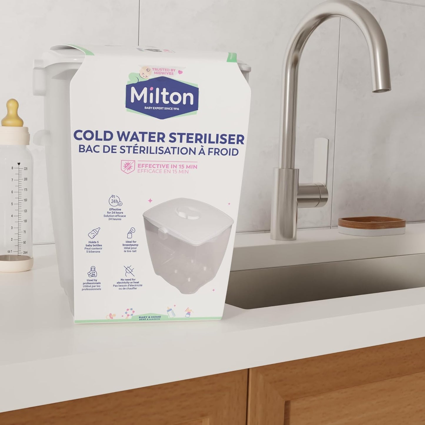 Milton Cold Water Steriliser (White), Packaging may vary