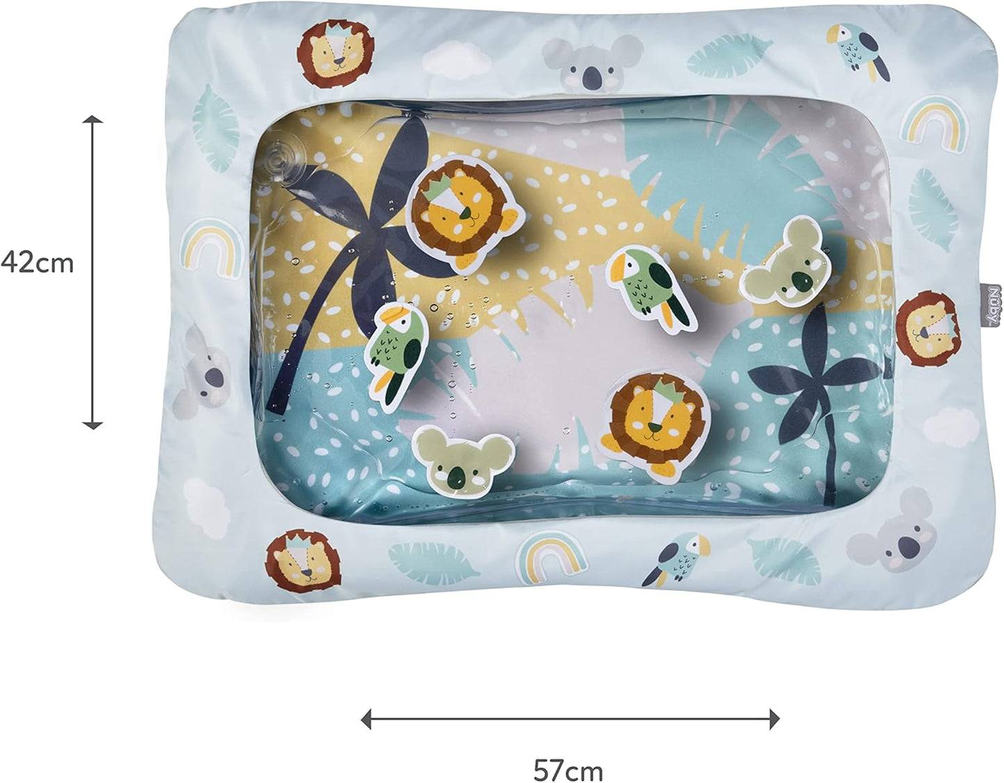 Nuby Animal Adventures Water Mat – Sensory Toys | Interactive Play | Machine Washable Cover | Suitable from 6 Months Plus, 048526890729, Multicolor, One Size