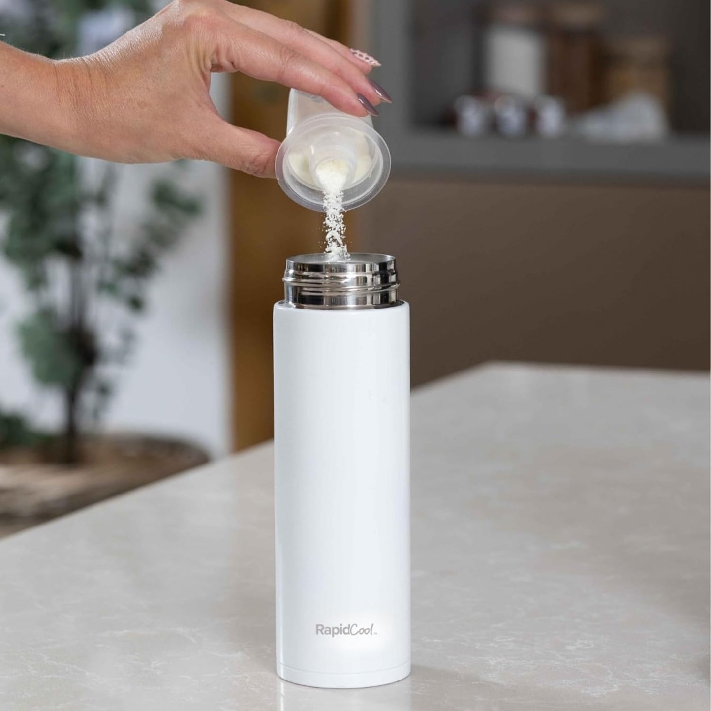 Nuby RapidCool Portable Baby Bottle Making Kit - Prepare A Perfect Formula Feed in 2 Minutes | Includes: 2 Rapid Cool's with 2 Digital Thermometer Lids, 2 Powder Dispensers & Flask