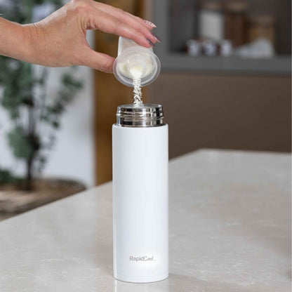 Nuby RapidCool Portable Baby Bottle Making Kit - Prepare A Perfect Formula Feed in 2 Minutes | Includes: 2 Rapid Cool's with 2 Digital Thermometer Lids, 2 Powder Dispensers & Flask