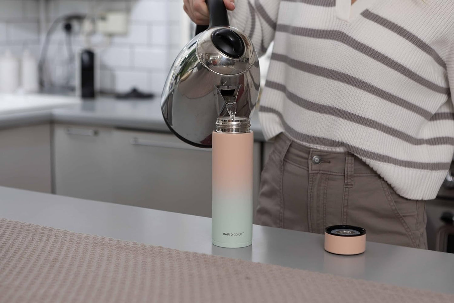 Nuby RapidCool Portable Baby Bottle Making Kit - Prepare A Perfect Formula Feed in 2 Minutes | Includes: 2 Rapid Cool's with 2 Digital Thermometer Lids, 2 Powder Dispensers & Flask