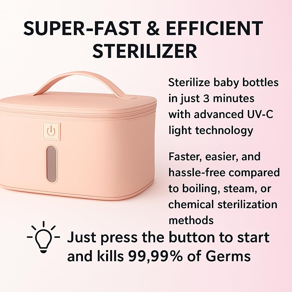Rok`o Baby Bottle UV Sterilizer – Quick 3-Minute Sanitizing Process | Efficient Germ-Killing UV Electric Sterilizer | Eliminates 99.9% of Bacteria