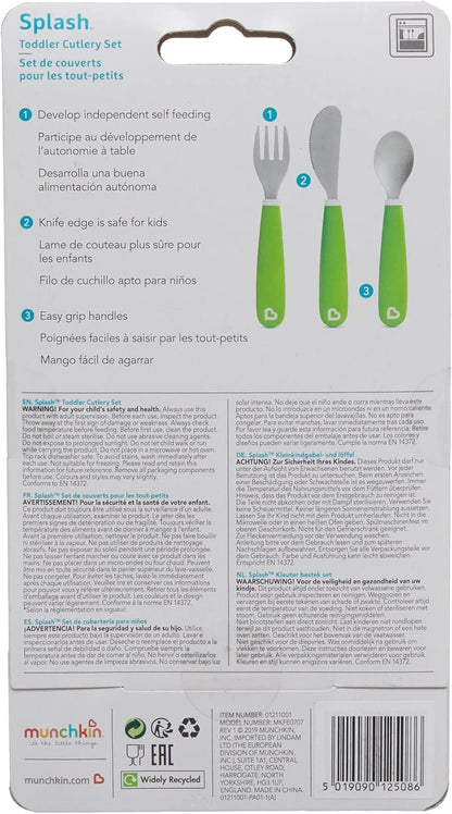 Munchkin Splash Toddler Cutlery Set (Fork, Knife & Spoon), Blue