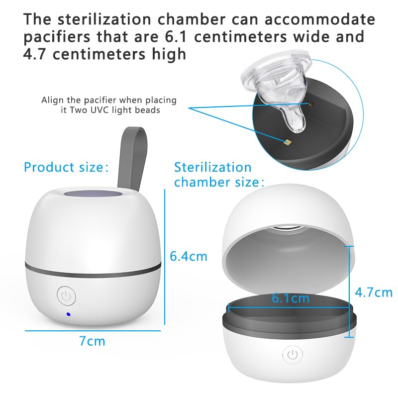 Portable UV Dummy Steriliser, No Water, Cooling or Drying Required. Kills 99.9% of Germs,Rechargeable Battery