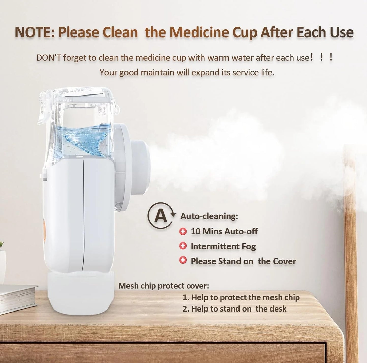 Ultrasonic Nebuliser Machine for Adults & Kids – Portable Mini Nebulizer for Home Use, Rechargeable Handheld Nebuliser with 2 Masks & Mouthpiece