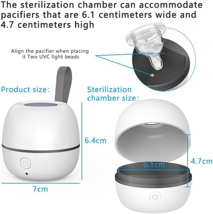Portable UV Dummy Steriliser, No Water, Cooling or Drying Required. Kills 99.9% of Germs,Rechargeable Battery
